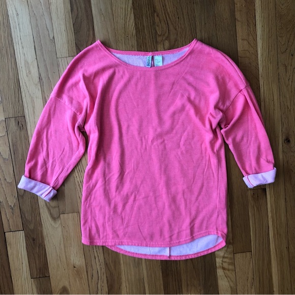 H&M Divided Coral Pink Terry Cloth Three-Quarter Sleeve Tunic, Size S - Picture 2 of 4